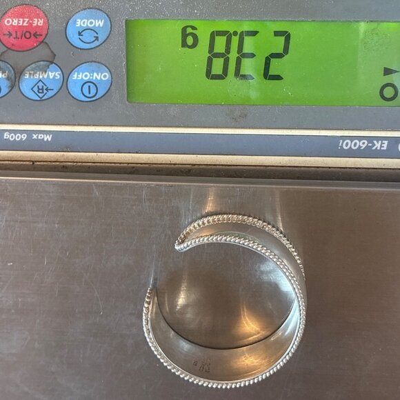 VTG Solid Sterling Silver 925 Chunky Tapered Open Cuff Bracelet Size 7.5" Fit - Picture 10 of 10